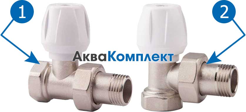 Проходящий и угловой клапаны для радиатора